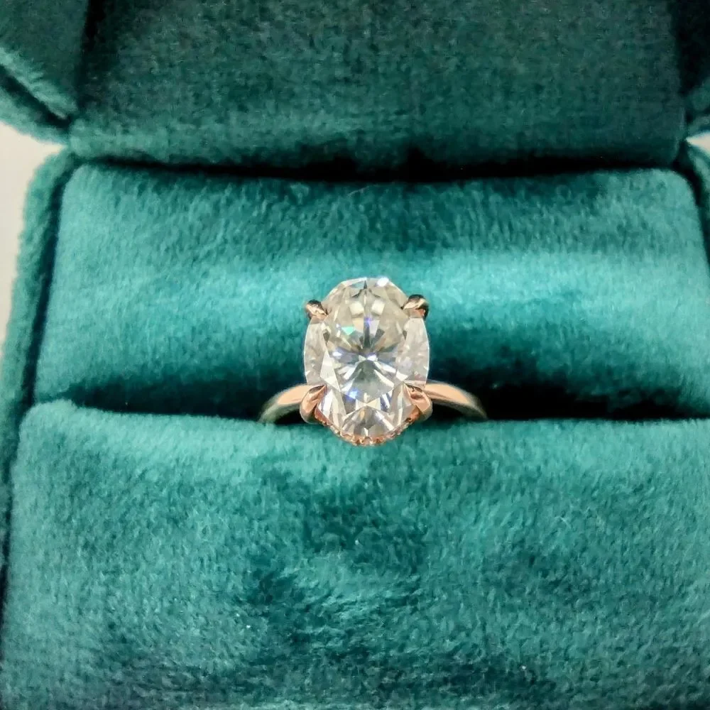 3 Ct Oval Moissanite 10k Rose Gold Solitaire Engagement Ring for Women Size 5 - Picture 7 of 12